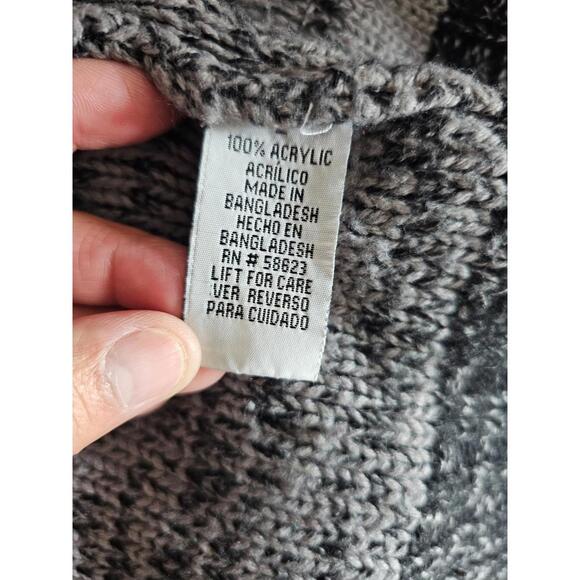 Women's Effeci Button Up Sweater Size Large Long Sleeve Black & Gray Pockets - Picture 3 of 10